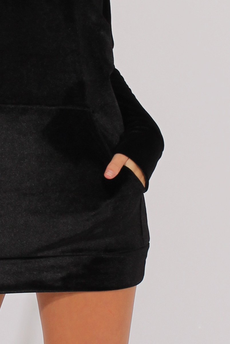 Black Velvet Oversized Hoodie - Reagan-Hoodies