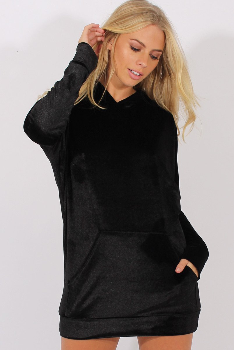 Black Velvet Oversized Hoodie - Reagan-Hoodies