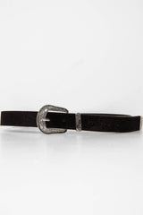Black Velvet Silver Western Buckle Belt - Saelor-Belts