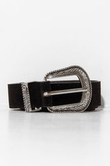 Black Velvet Silver Western Buckle Belt - Saelor-Belts