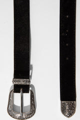 Black Velvet Silver Western Buckle Belt - Saelor-Belts