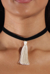 Black Velvet Strap Tassel Choker - Freyja-Chokers
