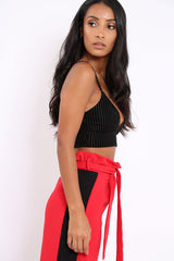 Black Velvet Striped Bralet - Elina-Co-ords