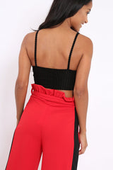 Black Velvet Striped Bralet - Elina-Co-ords
