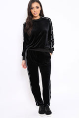 Black Velvet Striped Set - Becka-Loungewear