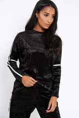 Black Velvet Striped Trim Co-ord Set - Beau-Co-ords