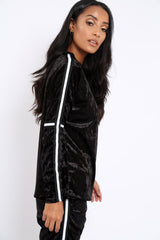 Black Velvet Striped Trim Co-ord Set - Beau-Co-ords