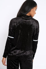 Black Velvet Striped Trim Co-ord Set - Beau-Co-ords