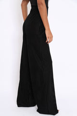 Black Velvet Striped Trousers - Trudy-Trousers