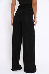 Black Velvet Striped Trousers - Trudy-Trousers