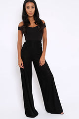 Black Velvet Striped Trousers - Trudy-Trousers