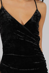 Black Velvet Wrap Around Dress - Hannah-Dresses