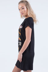 Black Vintage Eagle T-Shirt Dress - Eloise-Dresses