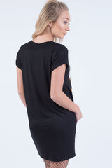 Black Vintage Eagle T-Shirt Dress - Eloise-Dresses