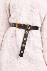 Black Vintage Gold Eyelet Belt - Karima-Belts
