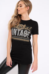 Black Vintage Slogan T-shirt - Aaya-Tops
