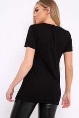 Black Vintage Slogan T-shirt - Aaya-Tops