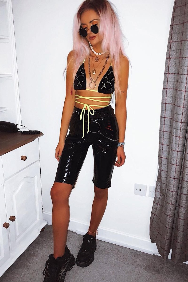 Black Vinyl Cycling Shorts - Leisel-Shorts