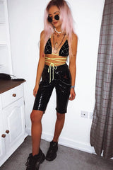 Black Vinyl Cycling Shorts - Leisel-Shorts