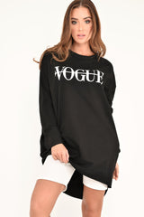 Black Vogue Slogan Oversized Jumper - Bray-Jumper