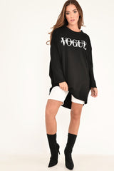 Black Vogue Slogan Oversized Jumper - Bray-Jumper