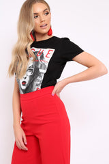 Black Vogue Slogan T-shirt - Alana-Tops