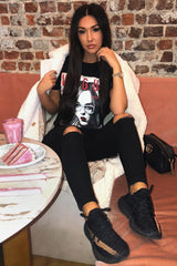 Black Vogue Slogan T-shirt - Alana-Tops