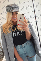 Black Vogue Slogan Top - Birda-Tops