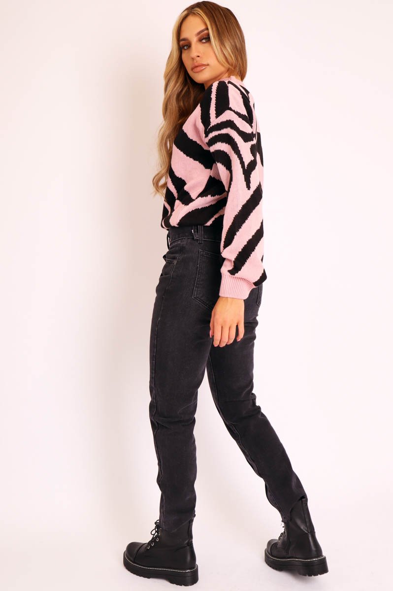 Black Wash Belted Straight Leg Jeans - Crosley-Jeans
