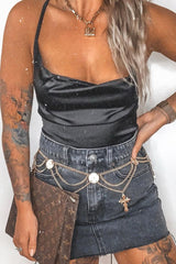 Black Wash Denim Raw Edge Mini Skirt - Misty-Skirts