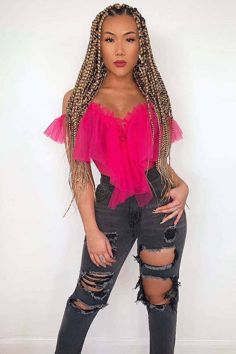 Black Washed Denim Extreme Distressed Mom Jeans - Elara-Jeans