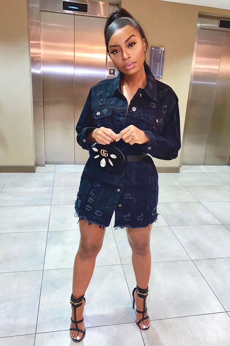 Black Washed Distressed Denim Shirt Dress - Chloey Rebellious Fashion Black Washed Distressed Denim Shirt Dress - Chloey Rebellious Fashion