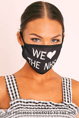 Black We Heart The NHS Slogan Face Mask - Naomi-Mask
