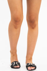 Black Western Buckle Sliders - Abiella-Sliders