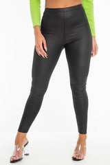 Black Wet Look High Waist Leggings - Imogen-Leggings