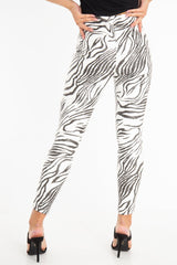 Black White Animal Print Faux Leather Leggings - Quinn-Trousers