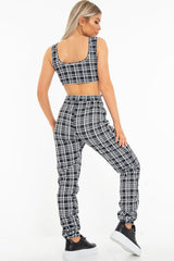 Black White Check Crop Top Trouser Co-Ord - Lynda-Co-ords