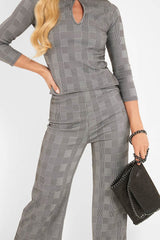 Black White Check Keyhole Top Culotte Co-Ord - Raelinn-Co-ords