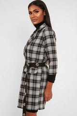 Black White Check Longline Blazer - Wrenn-Jackets