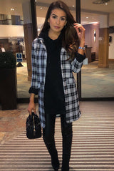 Black White Check Longline Blazer - Wrenn-Jackets