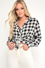 Black White Check Longline Shirt - Jaynie-Shirts