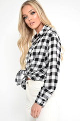 Black White Check Longline Shirt - Jaynie-Shirts