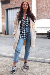 Black White Check Longline Shirt - Jaynie-Shirts