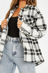 Black White Check Pocket Front Shacket - Misa-Shacket