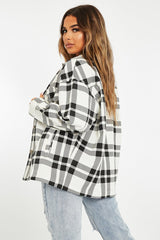 Black White Check Pocket Front Shacket - Misa-Shacket