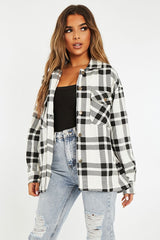 Black White Check Pocket Front Shacket - Misa-Shacket