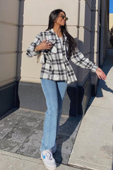 Black White Check Pocket Front Shacket - Misa-Shacket