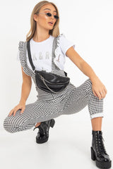 Black & White Check Straight Leg Jumpsuit - Payslee-Jumpsuits