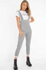 Black & White Check Straight Leg Jumpsuit - Payslee-Jumpsuits