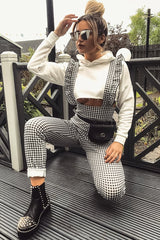 Black & White Check Straight Leg Jumpsuit - Payslee-Jumpsuits